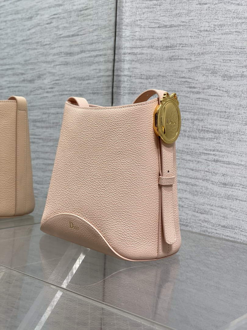 Small Dior Médaillon Bucket Bag - Light Pink Grained Calfskin M1531 - Default Title - View 7