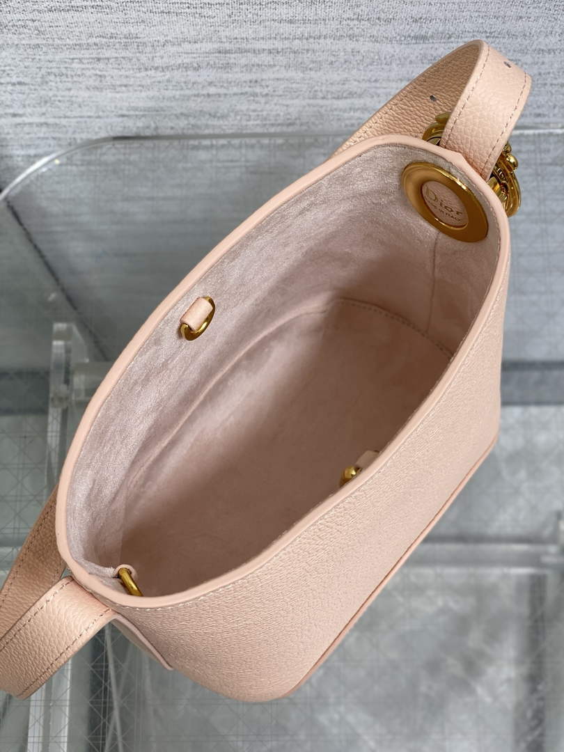 Small Dior Médaillon Bucket Bag - Light Pink Grained Calfskin M1531 - Default Title - View 9