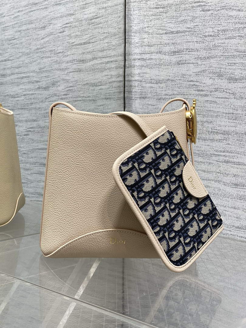 Small Dior Médaillon Bucket Bag - Apricot Grained Calfskin M1531 - Default Title - View 2