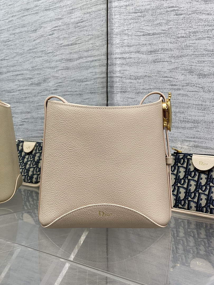 Small Dior Médaillon Bucket Bag - Apricot Grained Calfskin M1531 - Default Title - View 3