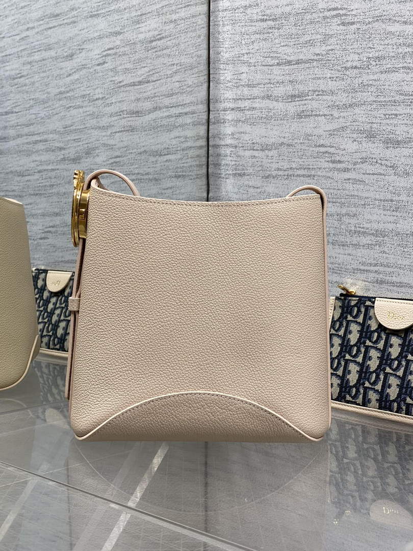 Small Dior Médaillon Bucket Bag - Apricot Grained Calfskin M1531 - Default Title - View 6