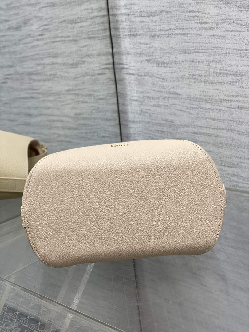 Small Dior Médaillon Bucket Bag - Apricot Grained Calfskin M1531 - Default Title - View 8