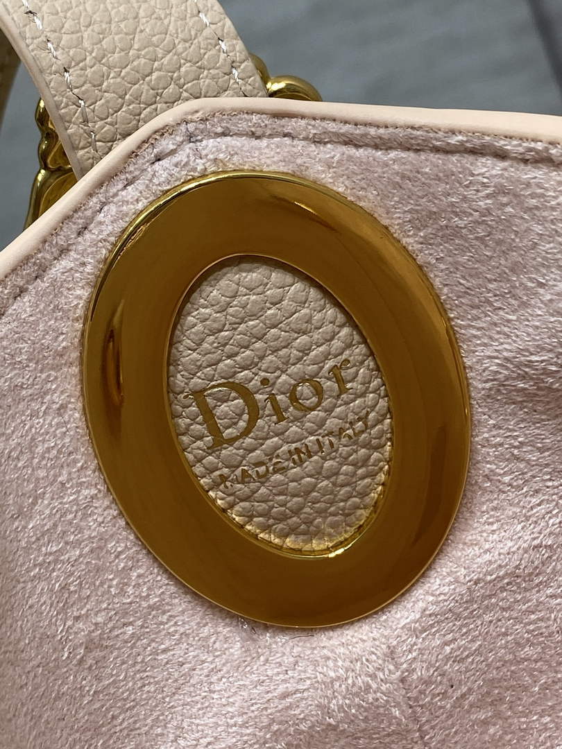 Small Dior Médaillon Bucket Bag - Apricot Grained Calfskin M1531 - Default Title - View 10