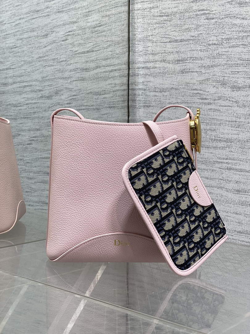 Small Dior Médaillon Bucket Bag - Pink Grained Calfskin M1531 - Default Title - View 2