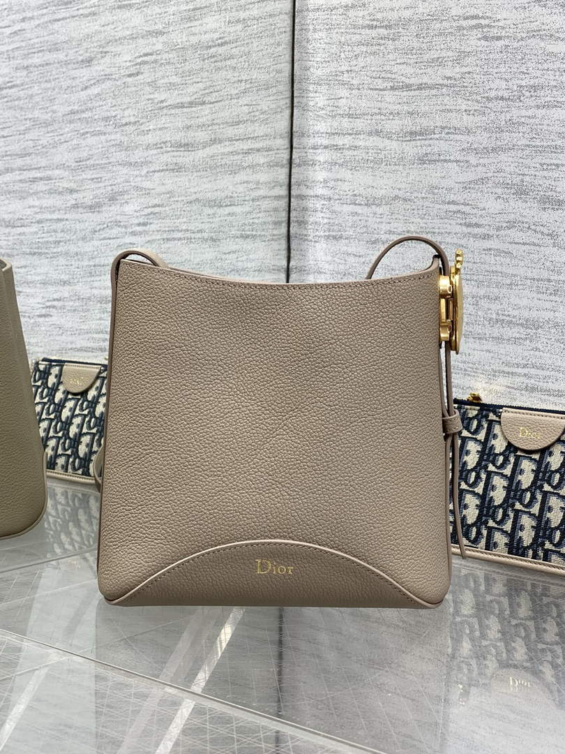 Small Dior Médaillon Bucket Bag - Gray Grained Calfskin M1531 - Default Title - View 3