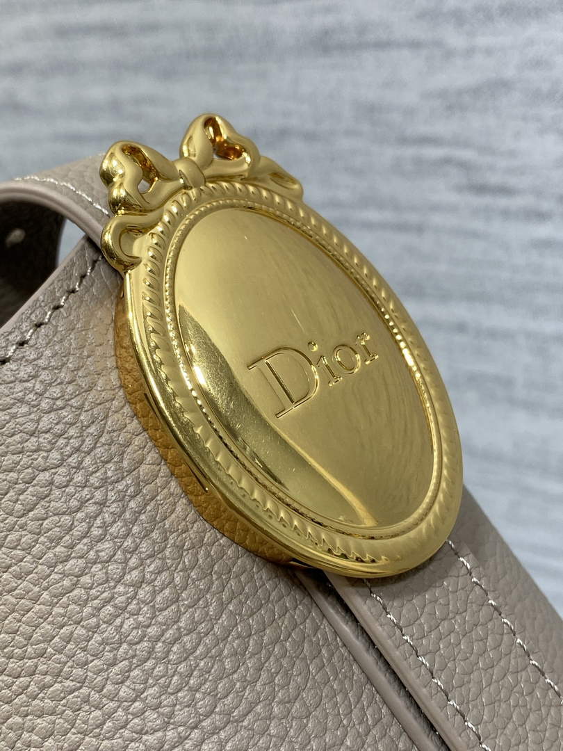 Small Dior Médaillon Bucket Bag - Gray Grained Calfskin M1531 - Default Title - View 5