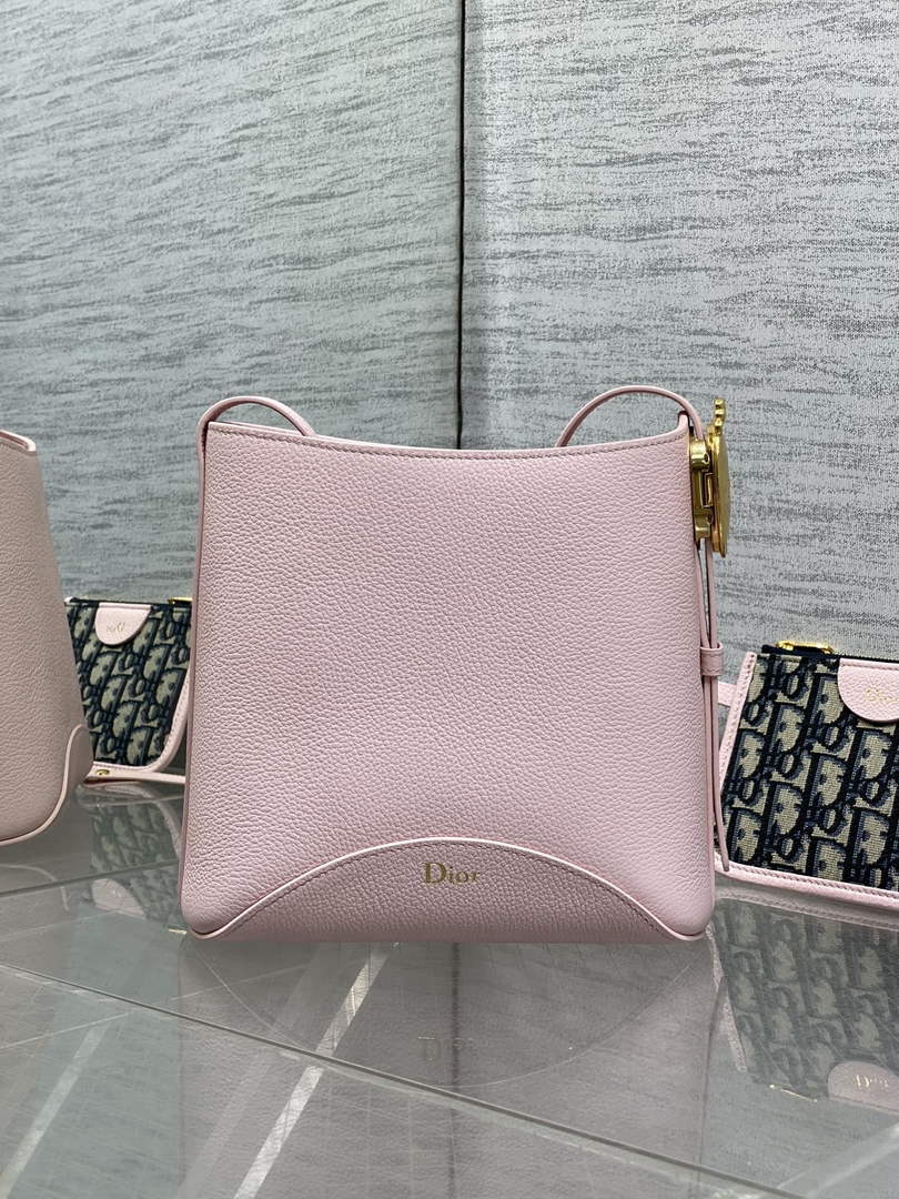 Small Dior Médaillon Bucket Bag - Pink Grained Calfskin M1531 - Default Title - View 3