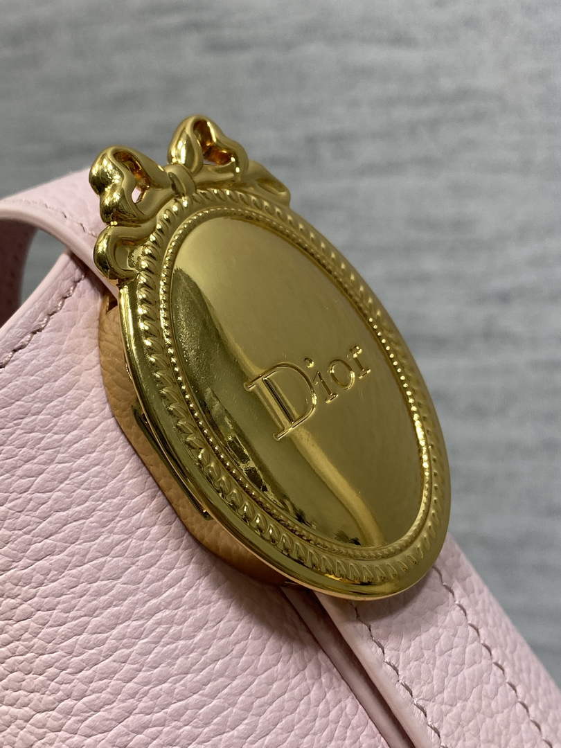 Small Dior Médaillon Bucket Bag - Pink Grained Calfskin M1531 - Default Title - View 5