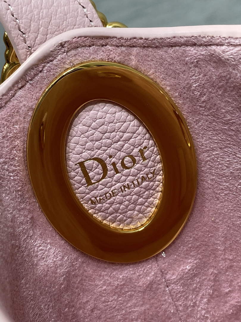 Small Dior Médaillon Bucket Bag - Pink Grained Calfskin M1531 - Default Title - View 10