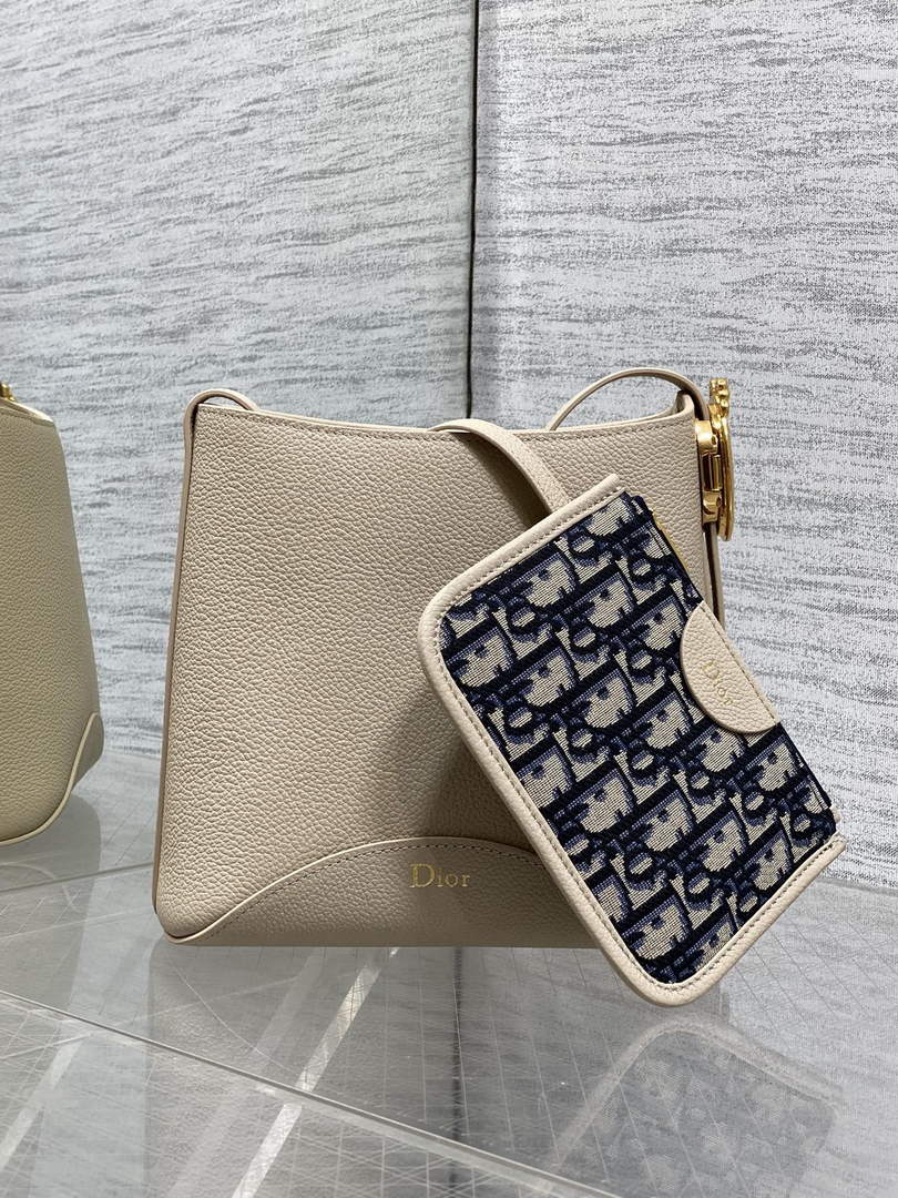 Small Dior Médaillon Bucket Bag - Beige Grained Calfskin M1531 - Default Title - View 2