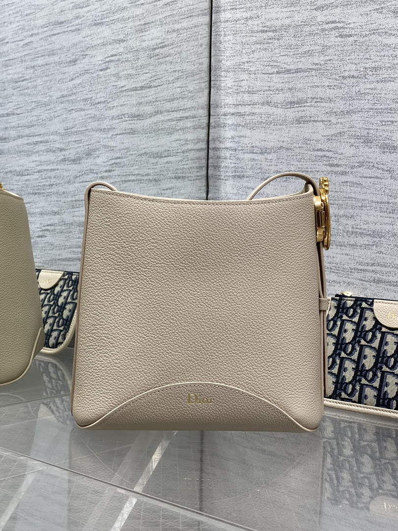 Small Dior Médaillon Bucket Bag - Beige Grained Calfskin M1531 - Default Title - View 3