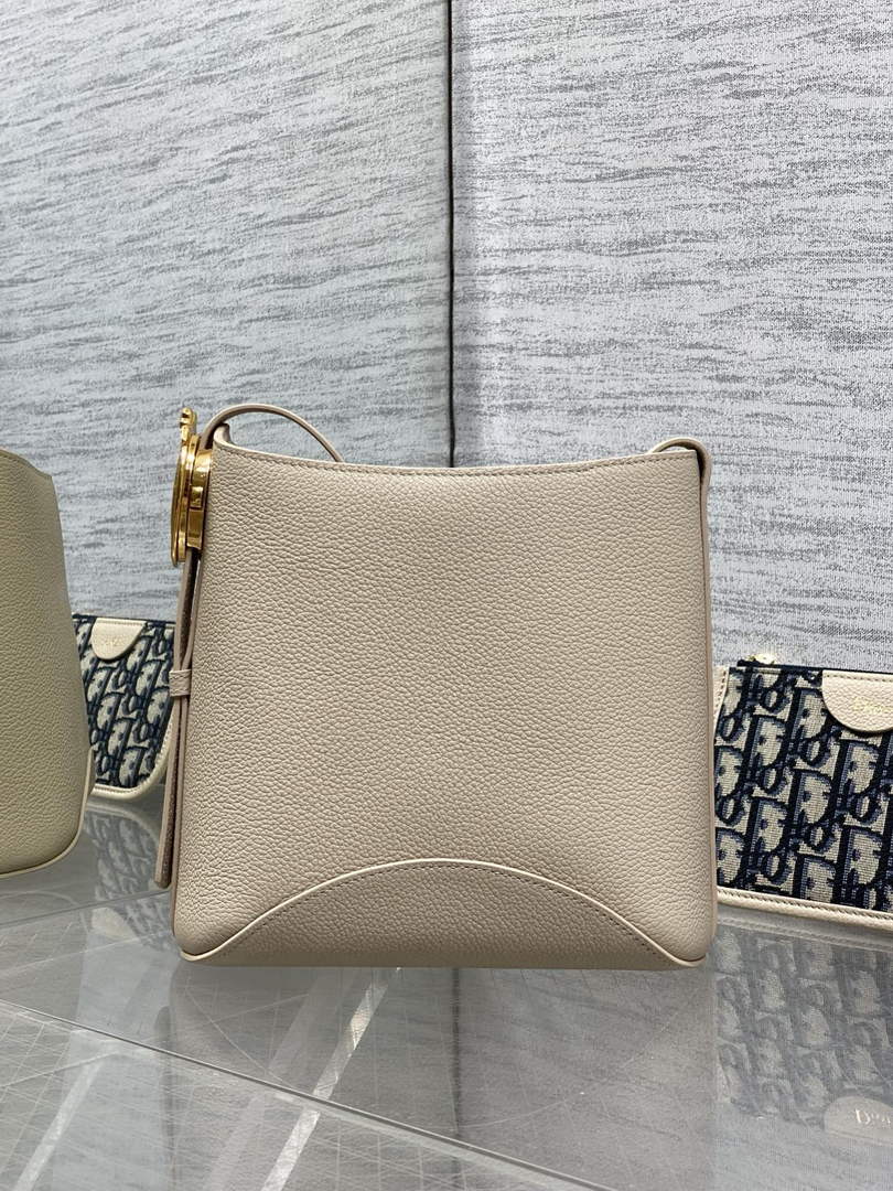 Small Dior Médaillon Bucket Bag - Beige Grained Calfskin M1531 - Default Title - View 6