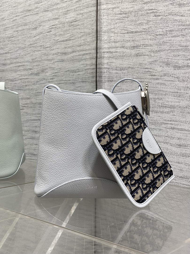 Small Dior Médaillon Bucket Bag - Blue Grained Calfskin M1531 - Default Title - View 2