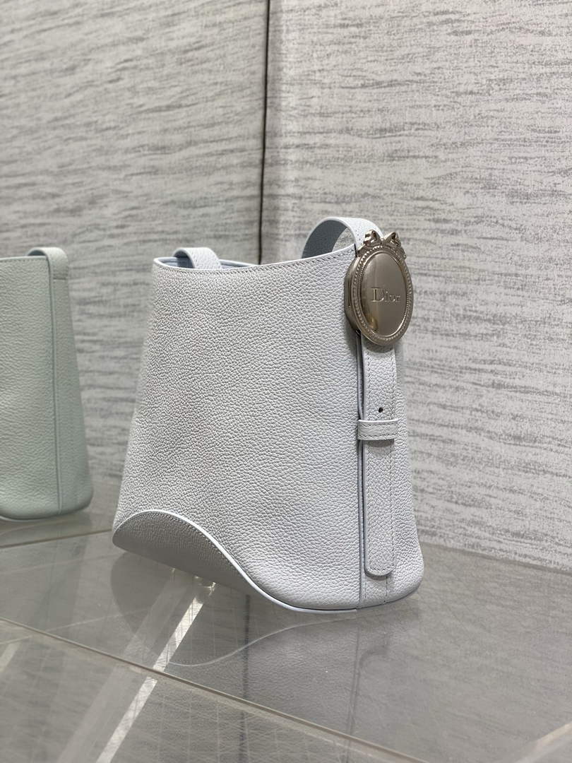Small Dior Médaillon Bucket Bag - Blue Grained Calfskin M1531 - Default Title - View 7