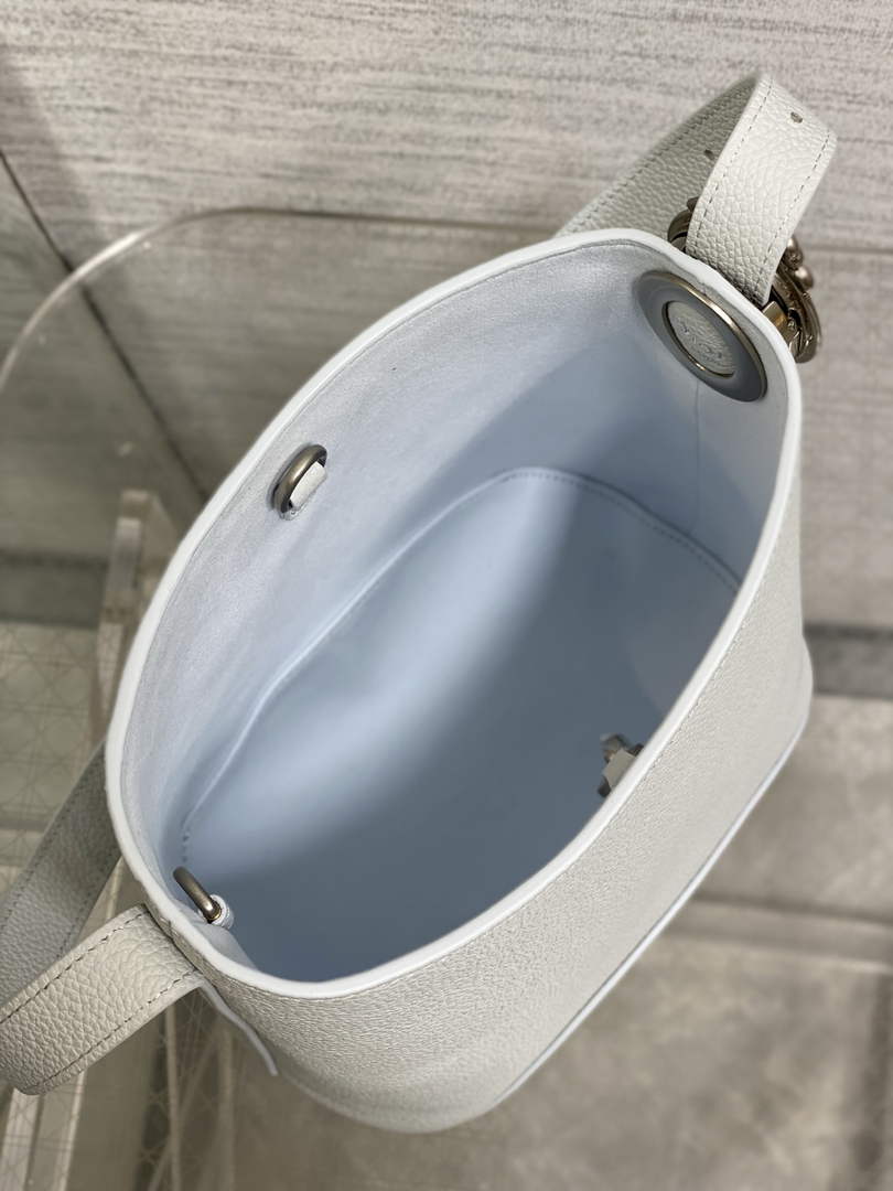 Small Dior Médaillon Bucket Bag - Blue Grained Calfskin M1531 - Default Title - View 9