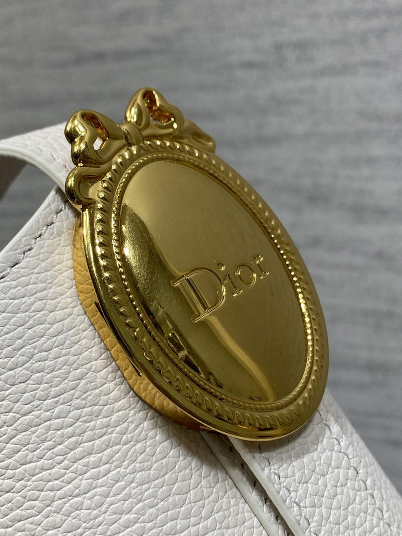 Small Dior Médaillon Bucket Bag - White Grained Calfskin M1531 - Default Title - View 5