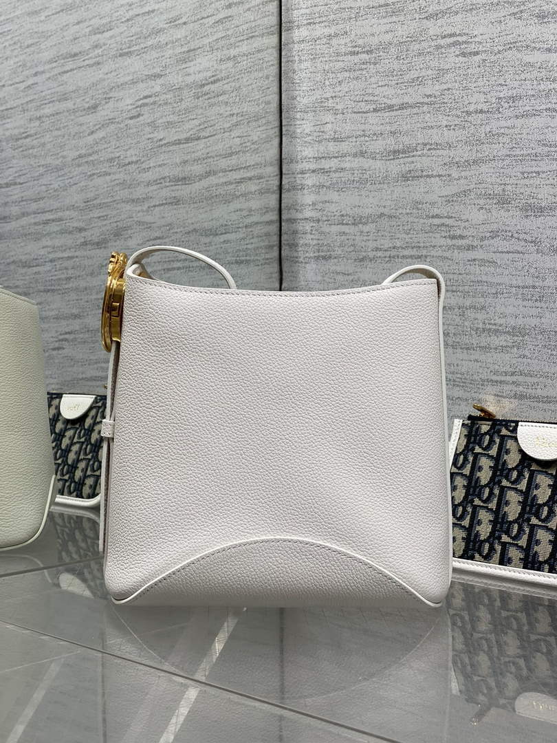 Small Dior Médaillon Bucket Bag - White Grained Calfskin M1531 - Default Title - View 6