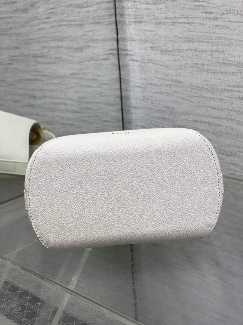 Small Dior Médaillon Bucket Bag - White Grained Calfskin M1531 - Default Title - View 8