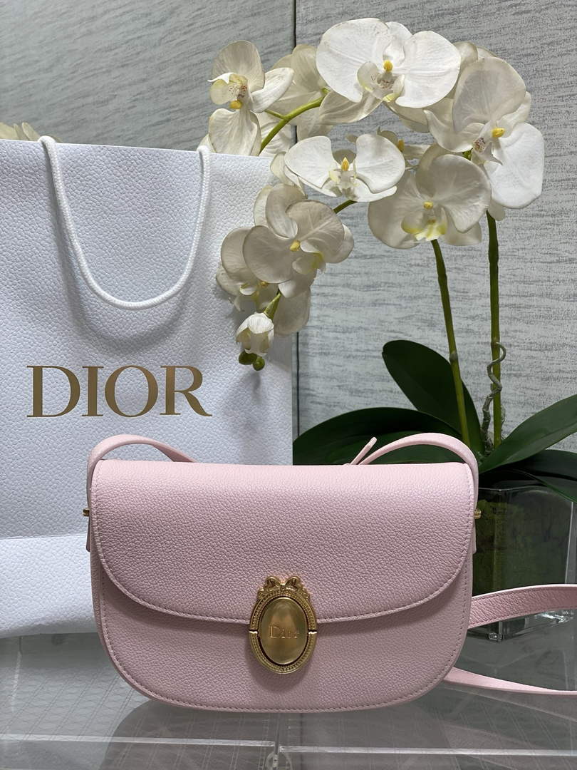 Medium Dior Médaillon Flap Bag - Pink Grained Calfskin M3920