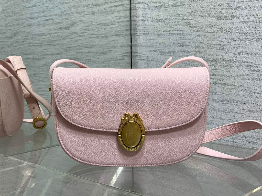 Medium Dior Médaillon Flap Bag - Pink Grained Calfskin M3920