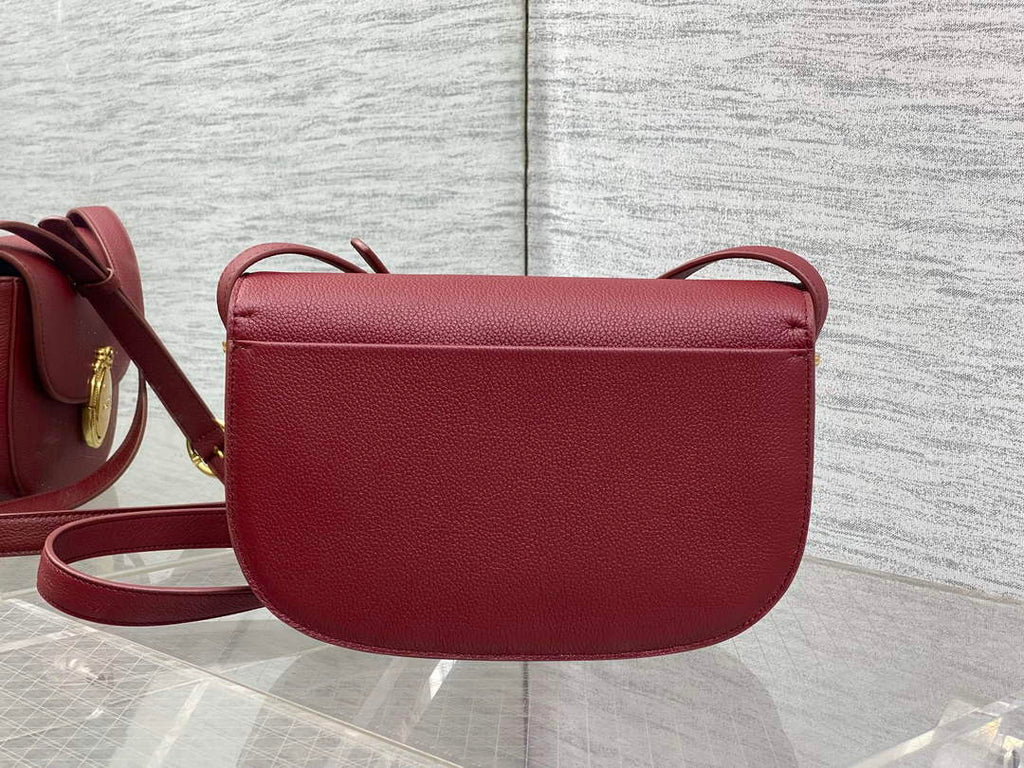 Medium Dior Médaillon Flap Bag - Red Grained Calfskin M3920