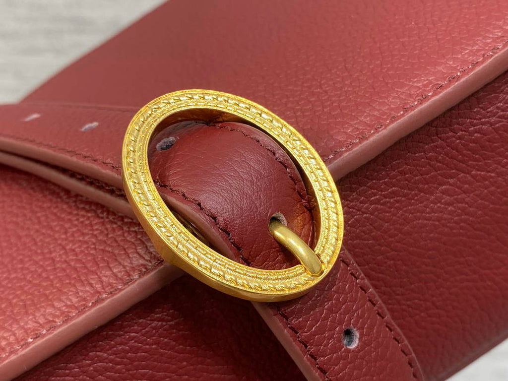 Medium Dior Médaillon Flap Bag - Red Grained Calfskin M3920