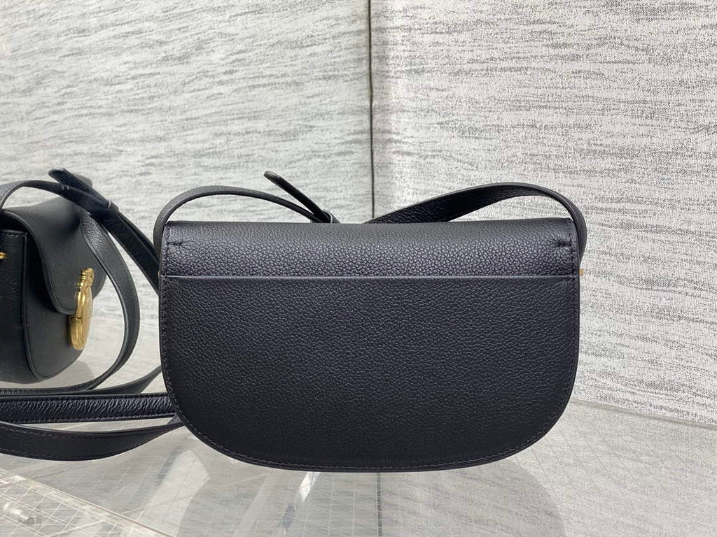 Small Dior Médaillon Flap Bag – Black Grained Calfskin M3919