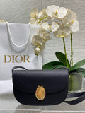 Medium Dior Médaillon Flap Bag - Black Grained Calfskin M3920