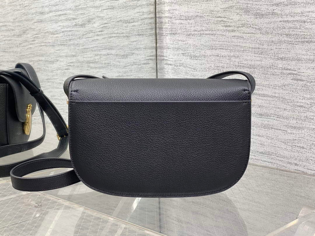 Medium Dior Médaillon Flap Bag - Black Grained Calfskin M3920