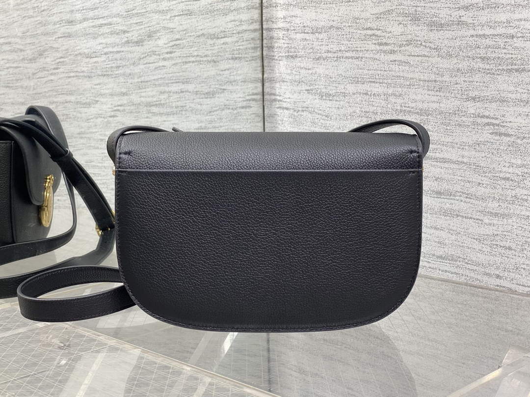 Medium Dior Médaillon Flap Bag - Black Grained Calfskin M3920