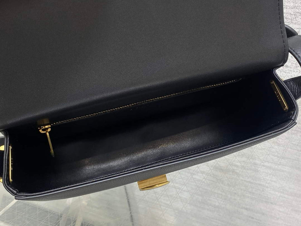Medium Dior Médaillon Flap Bag - Black Grained Calfskin M3920