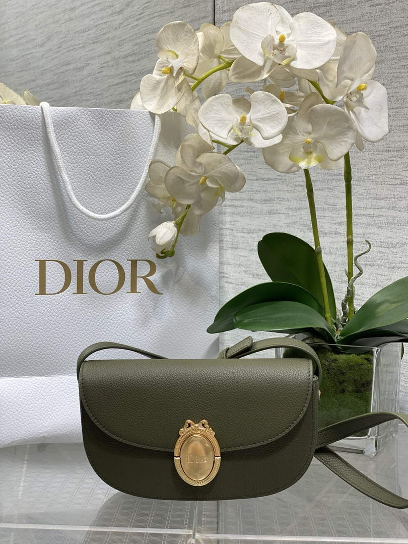 Small Dior Médaillon Flap Bag – Green Grained Calfskin M3919