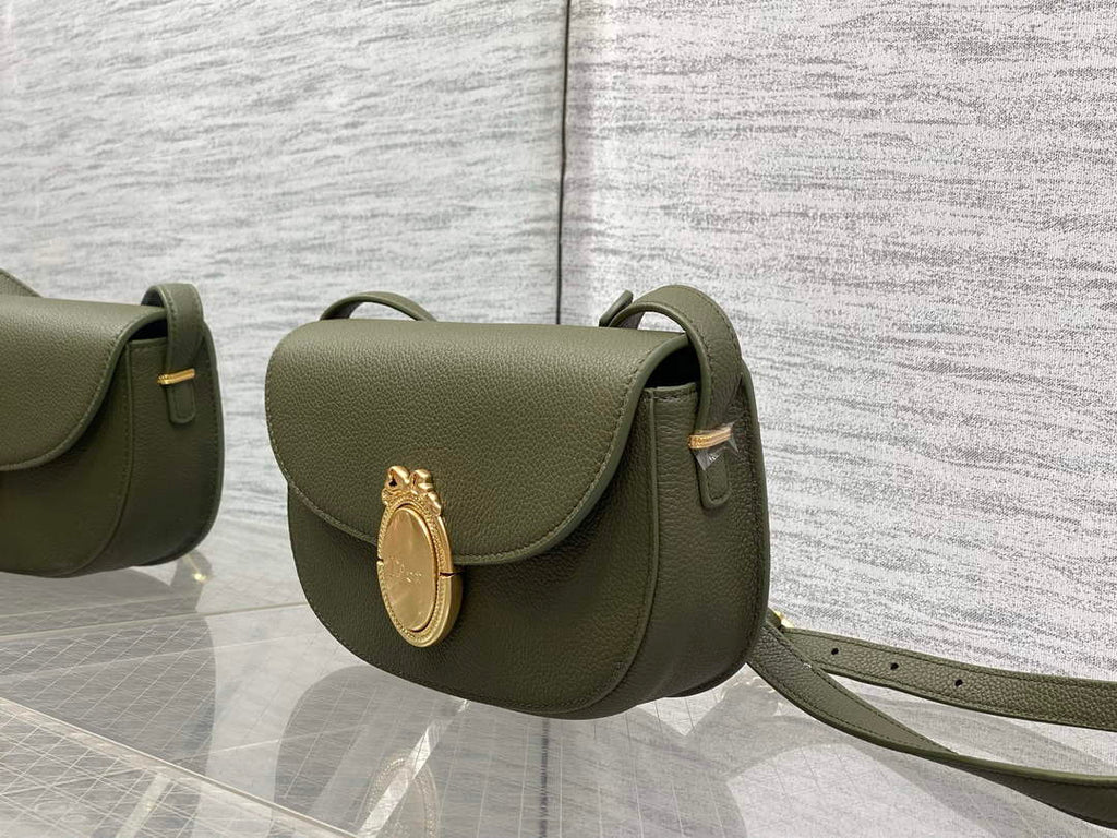 Small Dior Médaillon Flap Bag – Green Grained Calfskin M3919
