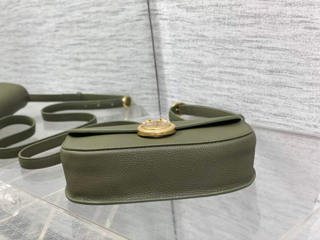 Small Dior Médaillon Flap Bag – Green Grained Calfskin M3919
