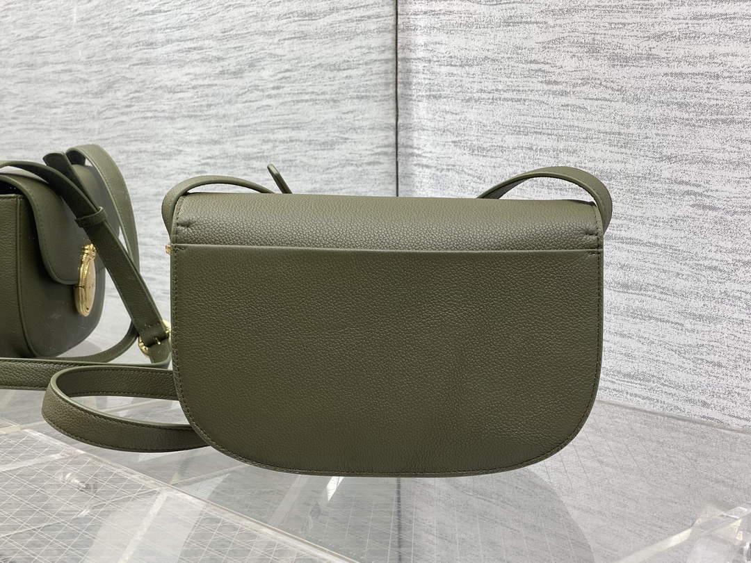 Medium Dior Médaillon Flap Bag - Green Grained Calfskin M3920