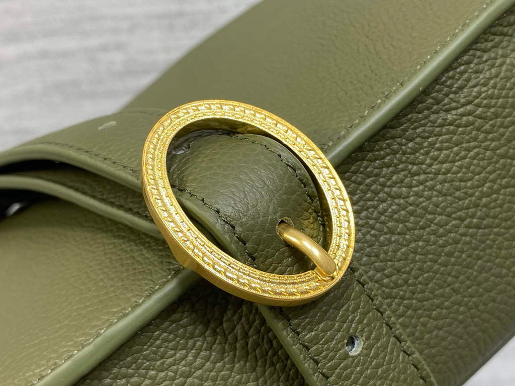 Medium Dior Médaillon Flap Bag - Green Grained Calfskin M3920