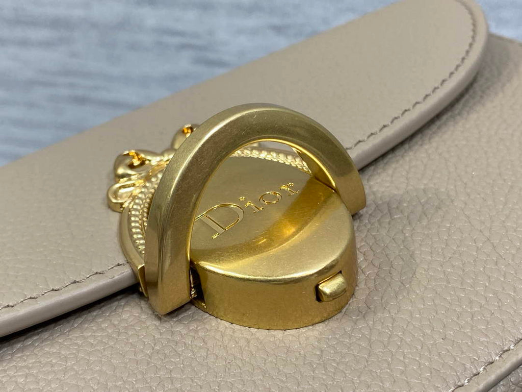 Small Dior Médaillon Flap Bag – Gray Grained Calfskin M3919