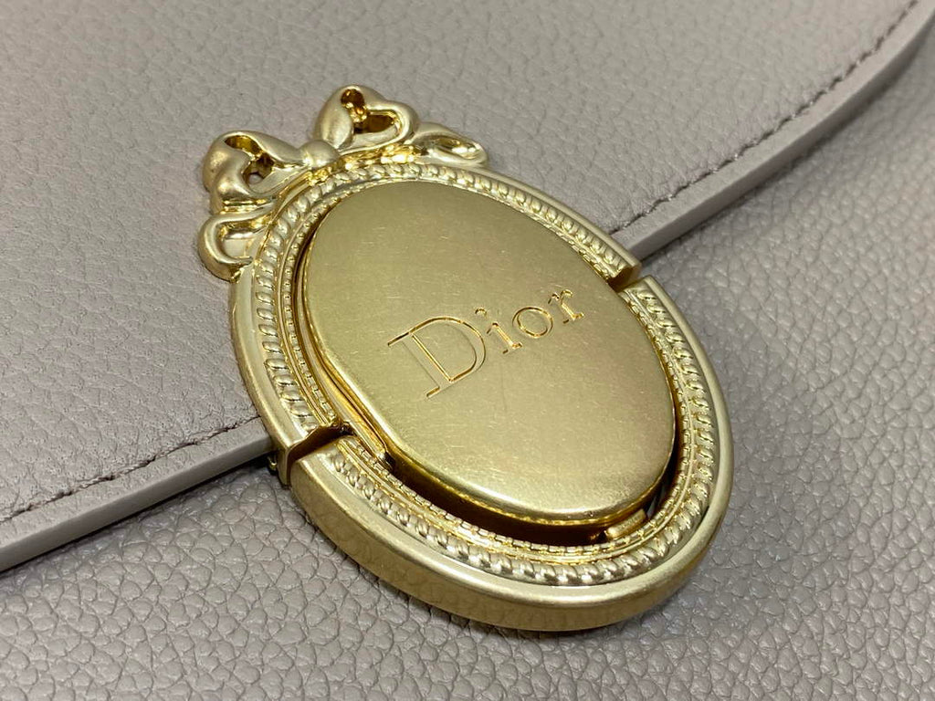 Medium Dior Médaillon Flap Bag - Gray Grained Calfskin M3920