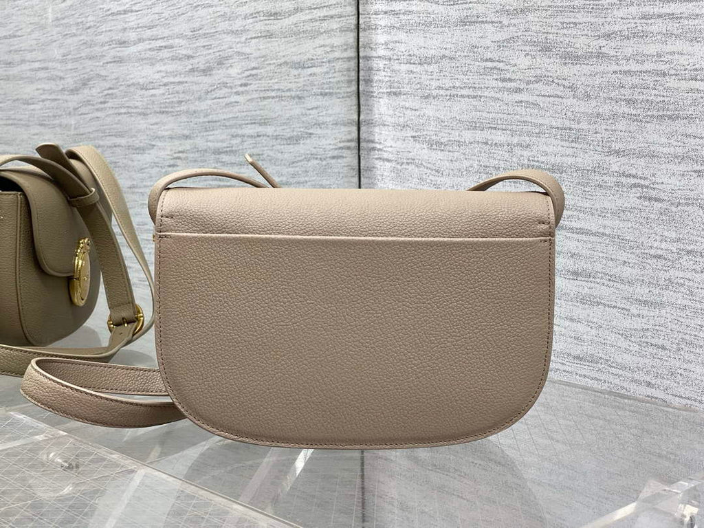 Medium Dior Médaillon Flap Bag - Gray Grained Calfskin M3920