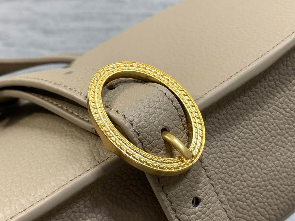 Medium Dior Médaillon Flap Bag - Gray Grained Calfskin M3920
