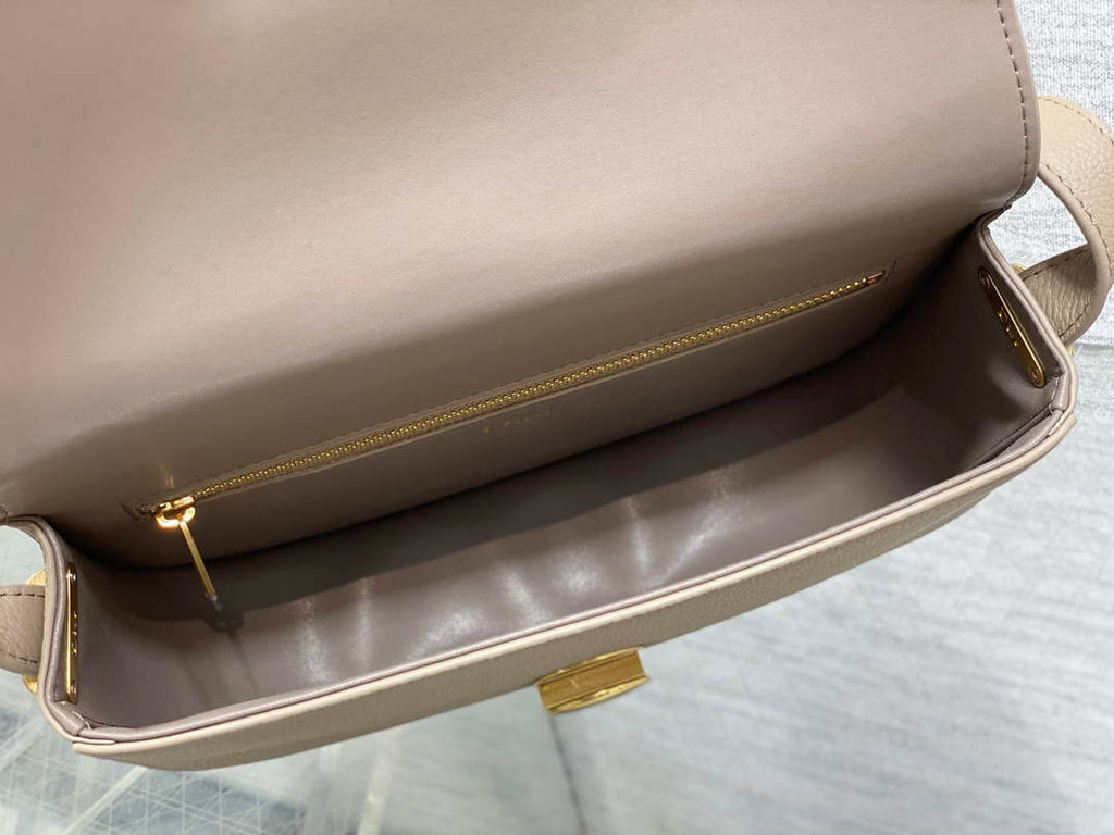 Medium Dior Médaillon Flap Bag - Gray Grained Calfskin M3920