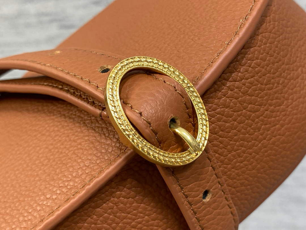 Small Dior Médaillon Flap Bag – Brown Grained Calfskin M3919