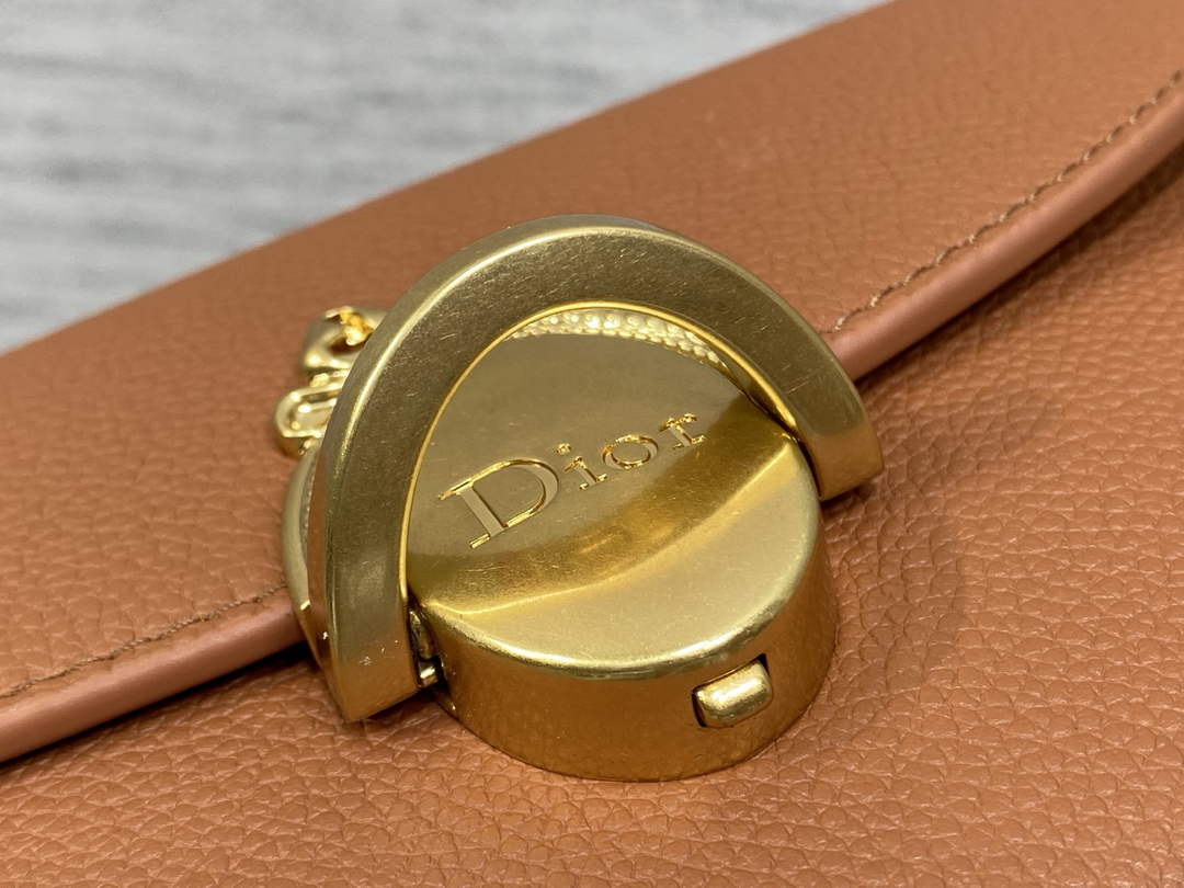 Small Dior Médaillon Flap Bag – Brown Grained Calfskin M3919