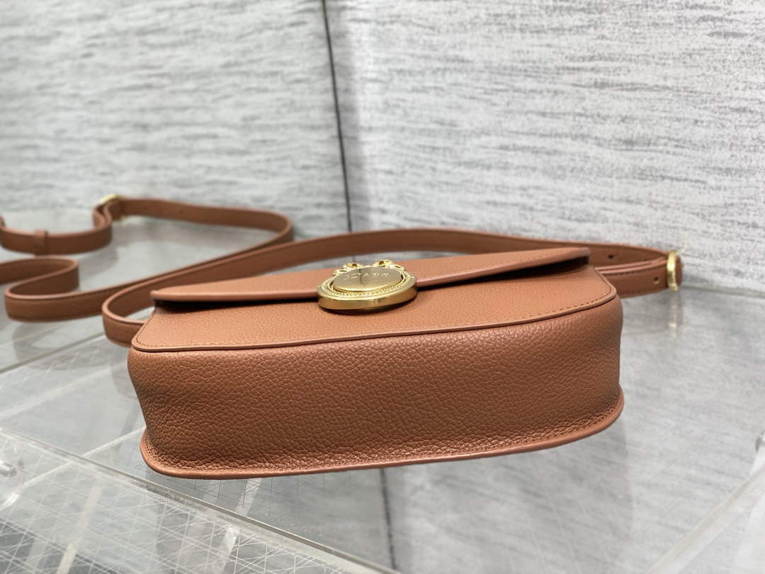 Small Dior Médaillon Flap Bag – Brown Grained Calfskin M3919