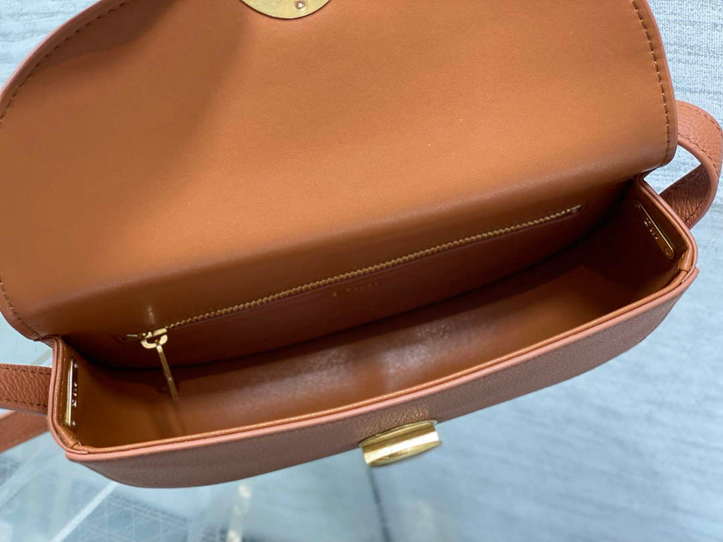 Small Dior Médaillon Flap Bag – Brown Grained Calfskin M3919