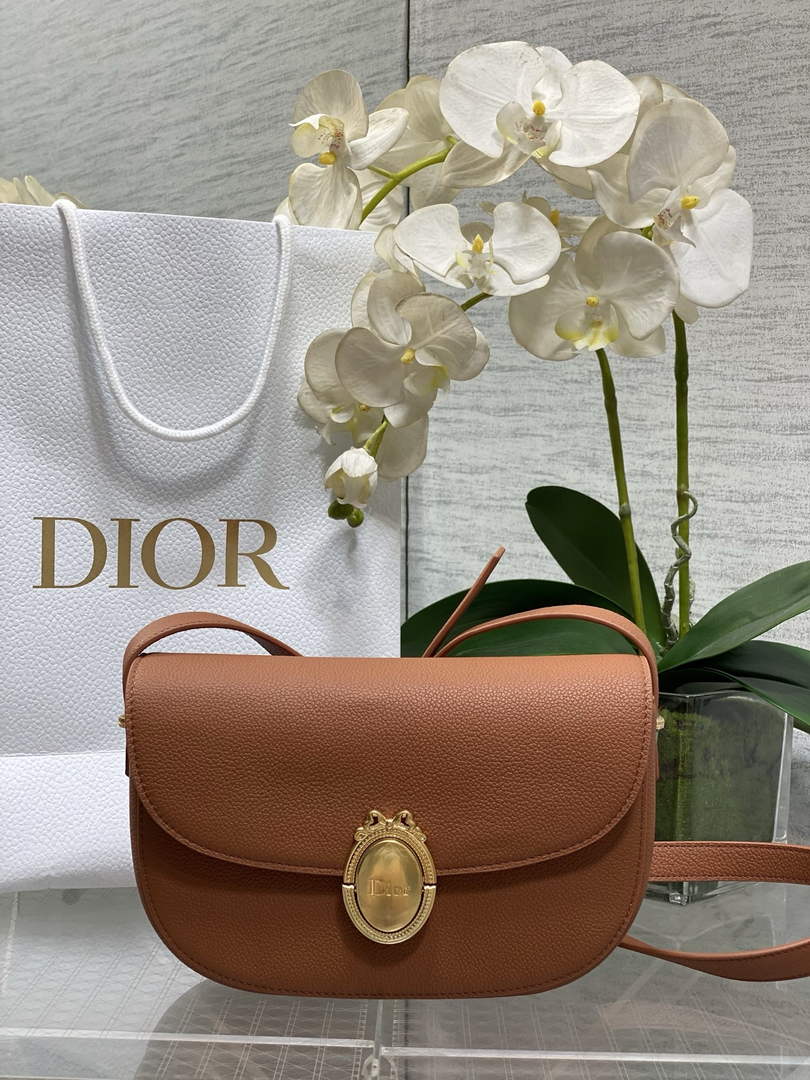 Medium Dior Médaillon Flap Bag - Brown Grained Calfskin M3920