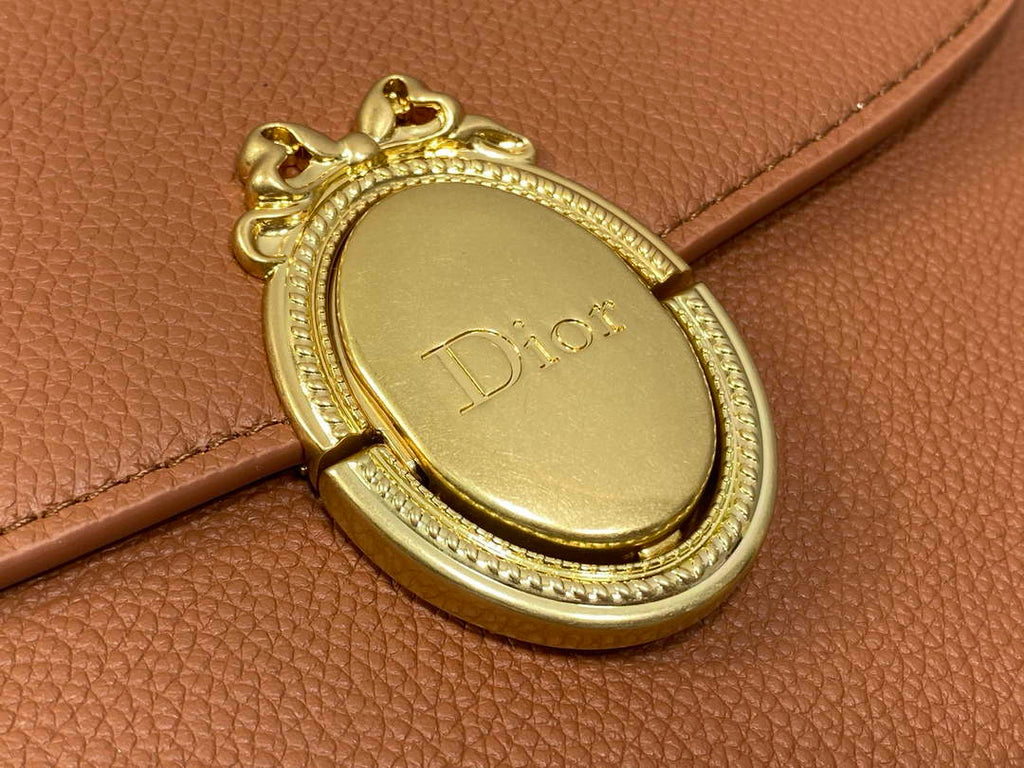 Medium Dior Médaillon Flap Bag - Brown Grained Calfskin M3920