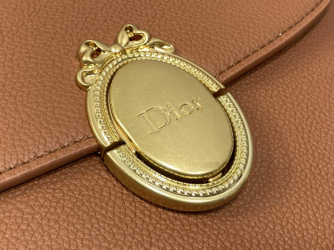 Medium Dior Médaillon Flap Bag - Brown Grained Calfskin M3920