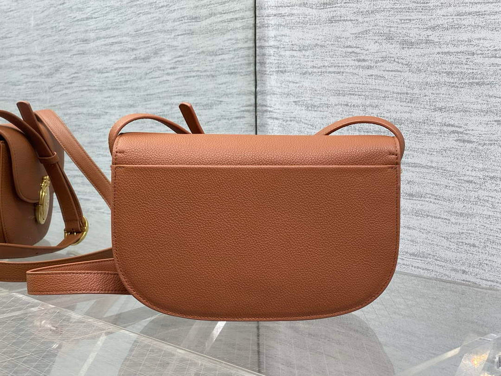 Medium Dior Médaillon Flap Bag - Brown Grained Calfskin M3920