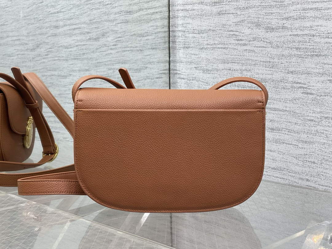 Medium Dior Médaillon Flap Bag - Brown Grained Calfskin M3920